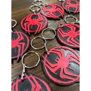Miles Morales Spiderman Symbol Keychain Pack Dual-Color Raised Design (10 Pack)